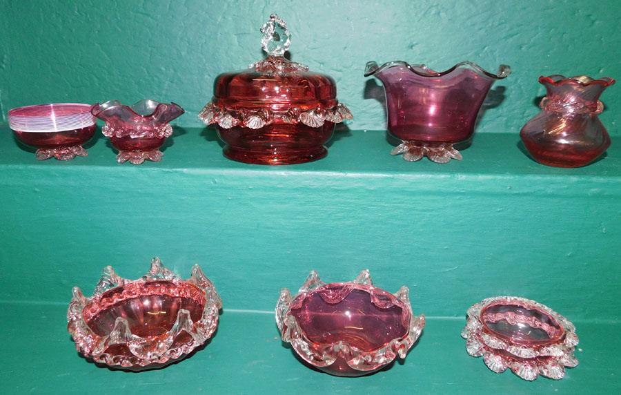 8 Pc Cranberry Glass (1 of 5)