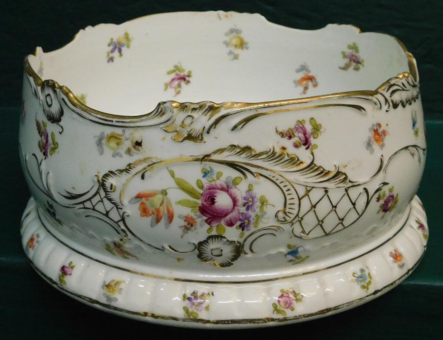 French Saxonia HP Porcelain Wine Cooler: French Saxonia HP Porcelain Wine Cooler. 8" Dia 3 3/4" H
