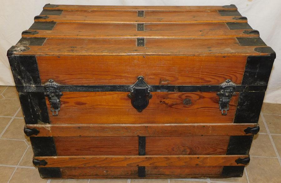 Pine Metal Strapped Flat Top Trunk (1 of 3)