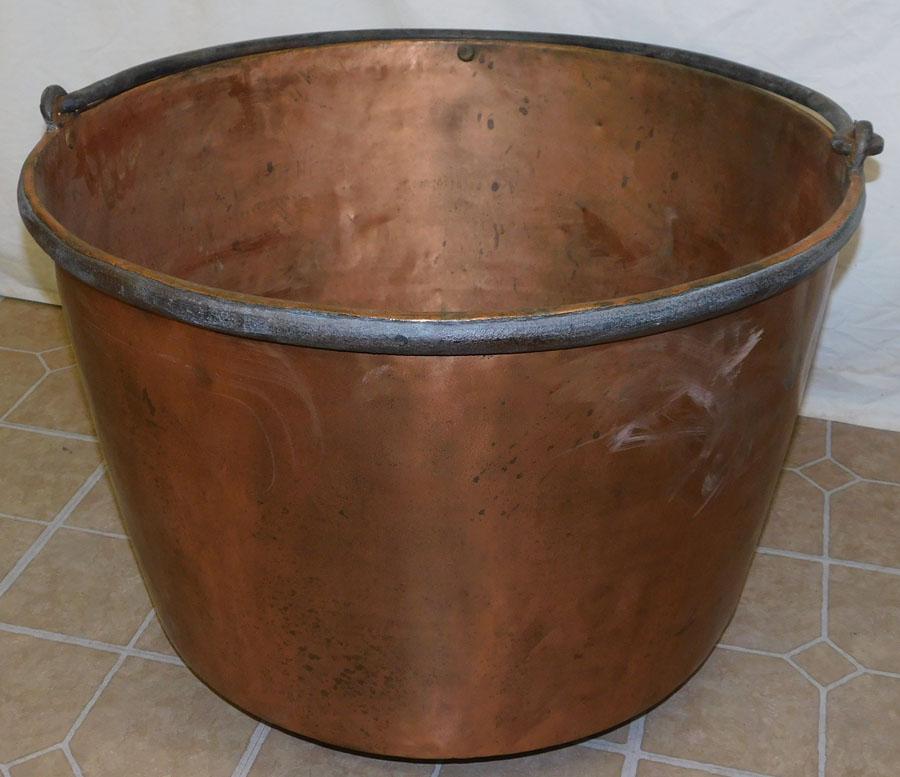 19th C Copper Jelly Bucket W/ Wrought Iron Handle (1 of 4)