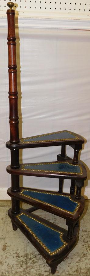 Mahogany & Leather Library Steps (1 of 3)
