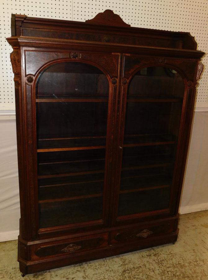 Victorian Walnut Glass Door Bookcase (1 of 7)