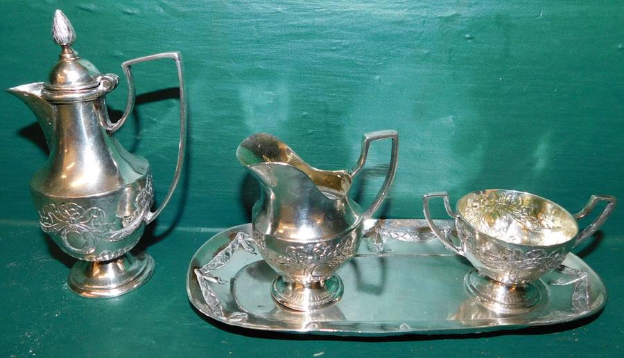 .800 Silver Hanau 4 Pc Miniature Tea Set (1 of 5)