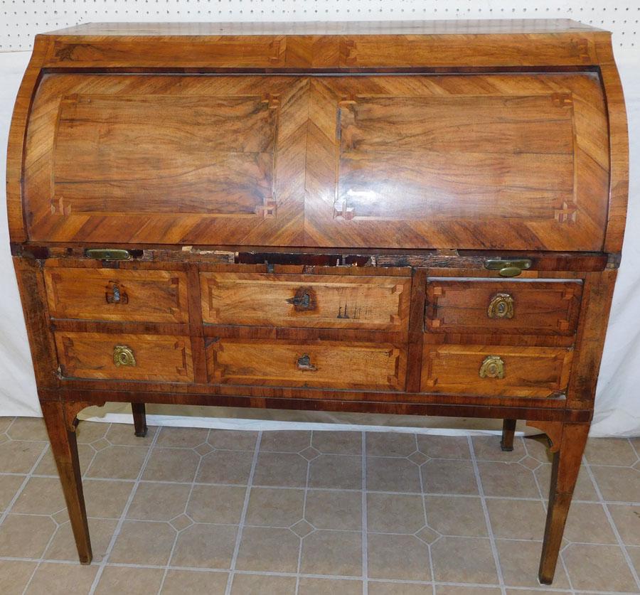 19th C Continental Walnut Cylinder Roll Desk (1 of 6)