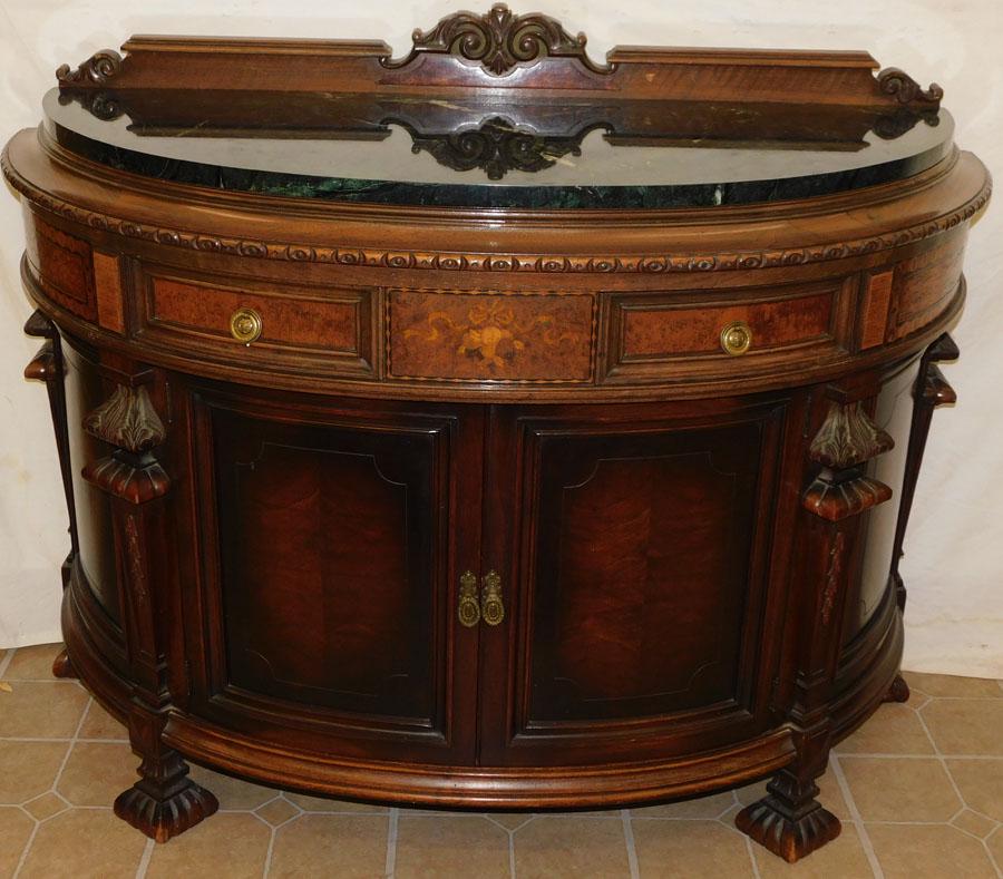 Walnut Inlay Demilune Marble Top Server (1 of 7)
