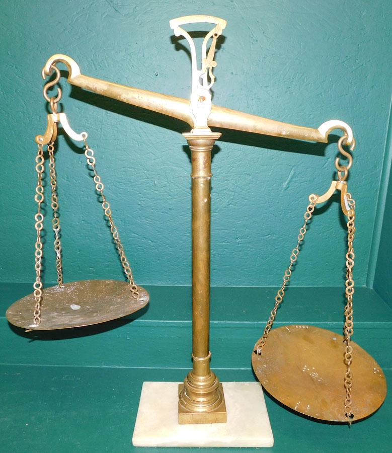 Brass Scale With Marble Base (1 of 4)