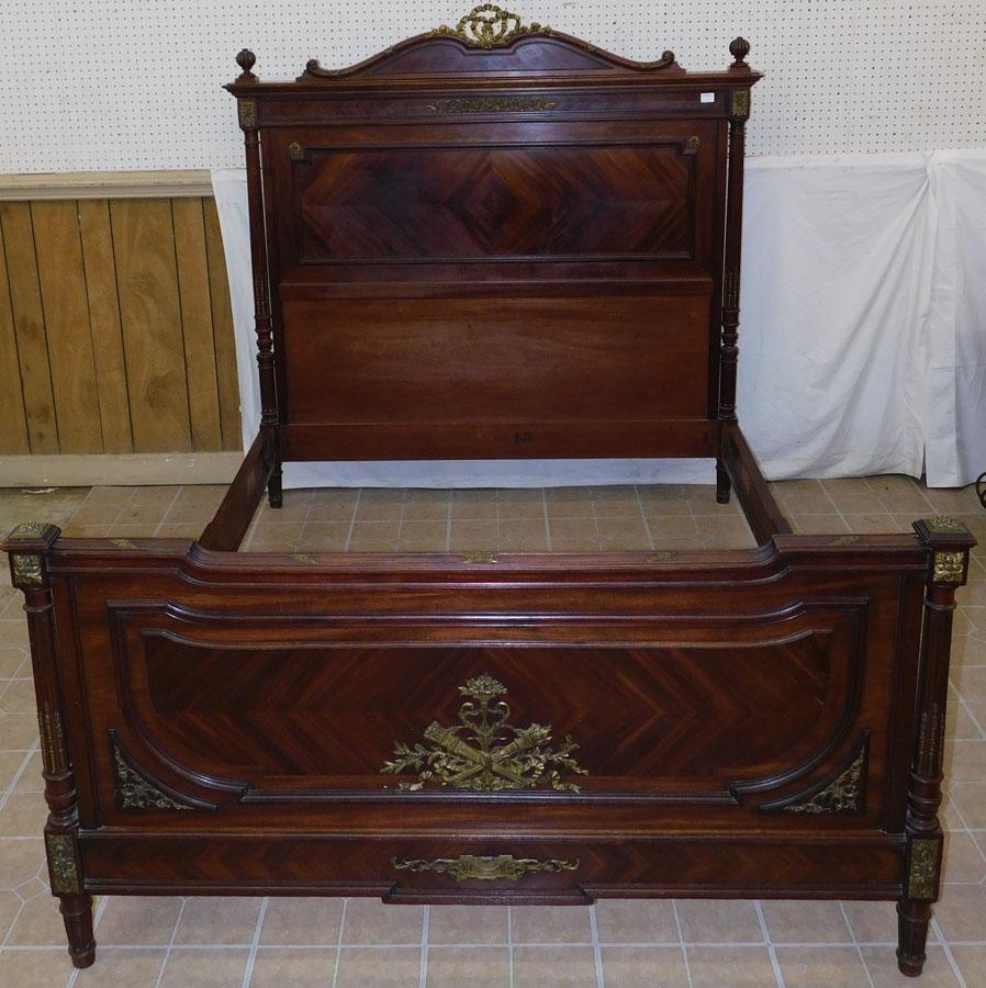 French Walnut Full Bed W/ Bronze Mounts (1 of 6)