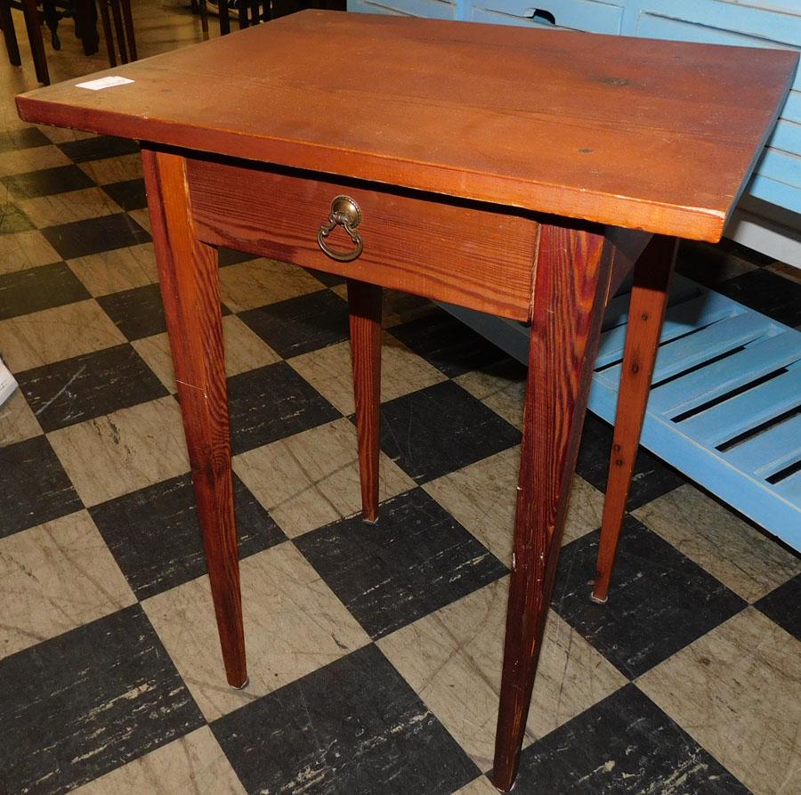 NC Heart Pine One Drawer Work Table: NC Heart Pine One Drawer Work Table. 21 1/2" W 17 3/4" D 27 1/2" H