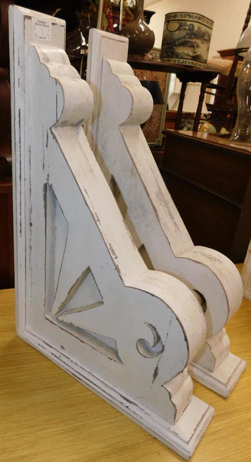 Pair Contemporary Painted Corbels: Pair Contemporary Painted Corbels. 21 1/4" X 14 1/4"