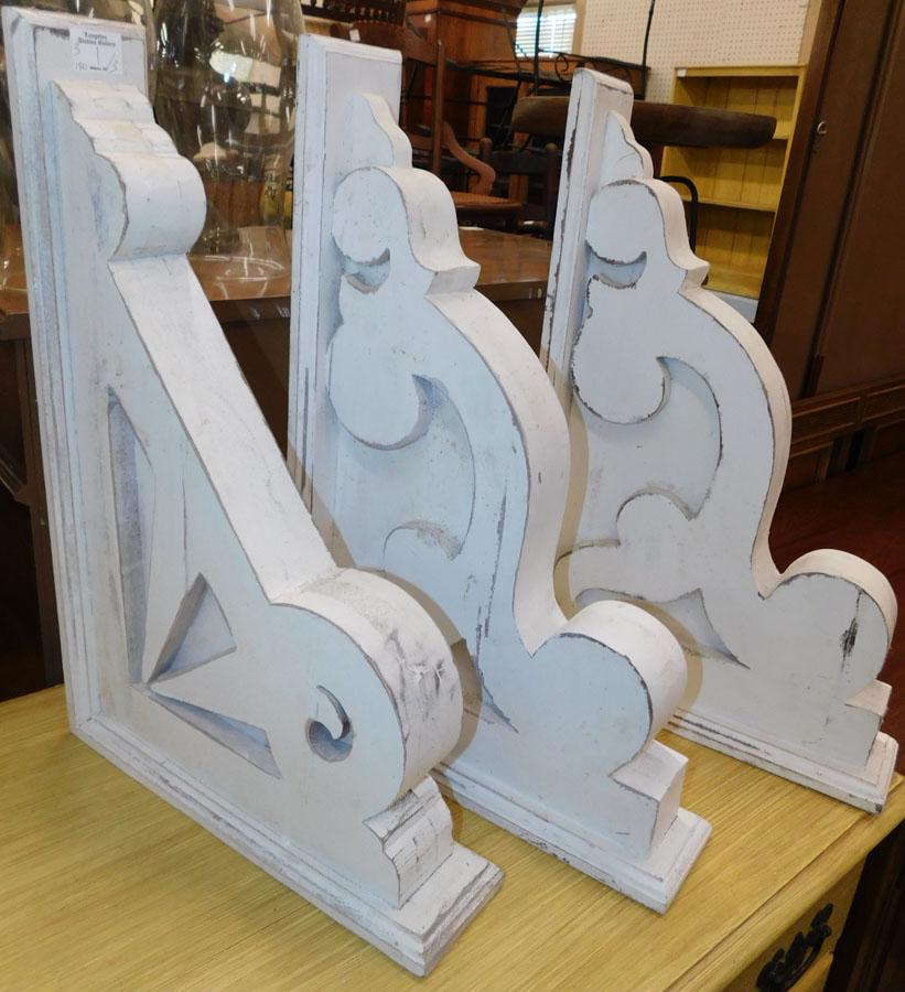 Three Contemporary Painted Corbels: Three Contemporary Painted Corbels. 21 1/4" X 14 1/4"