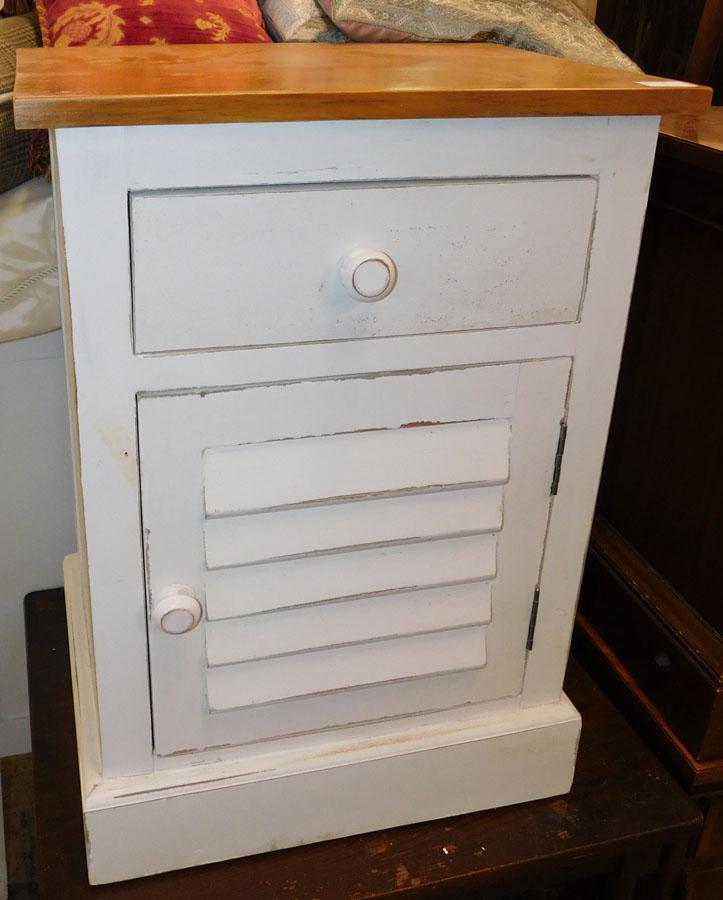 Contemporary Painted Nightstand W/ Mahogany Top: Contemporary Painted Nightstand W/ Mahogany Top. 19 3/4" W 14 3/4" D 28" H