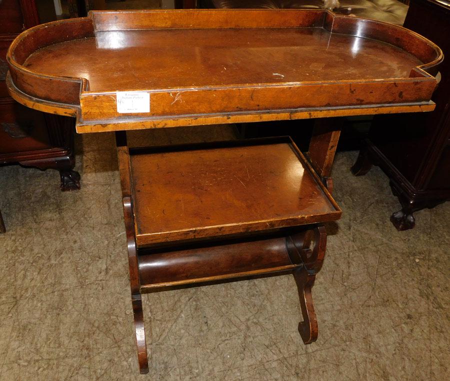 Mahogany Shaped Top Table: Mahogany Shaped Top Table. 29" W 15" D 28 1/4" H