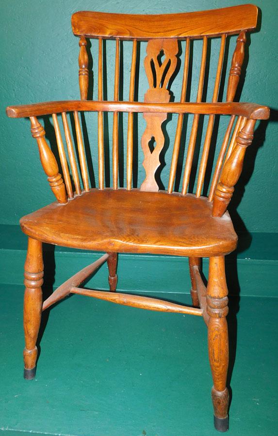 19th C Elm Wood Windsor Arm Chair (1 of 4)