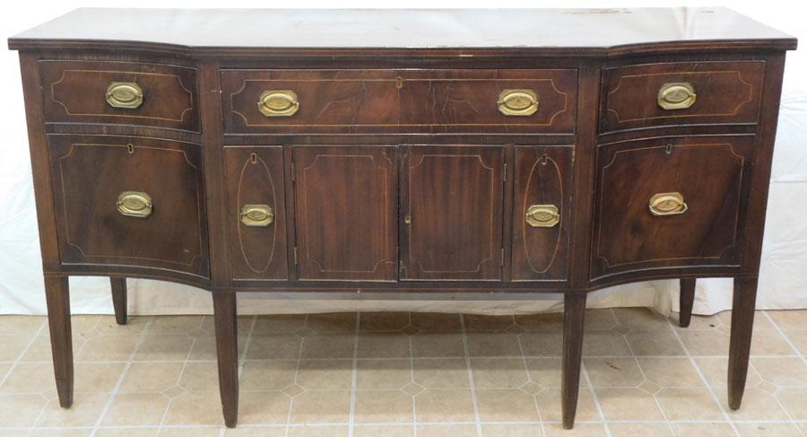 19th C Mahogany Inlaid American Sideboard (1 of 6)