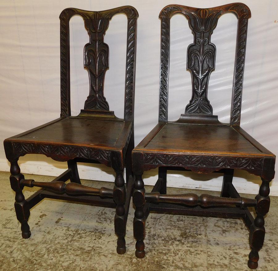 Pair 19th C English Oak Chairs (1 of 5)