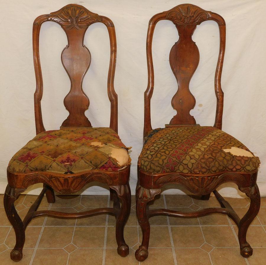 Pair 18th C Continental Fruit Wood Side Chairs (1 of 4)