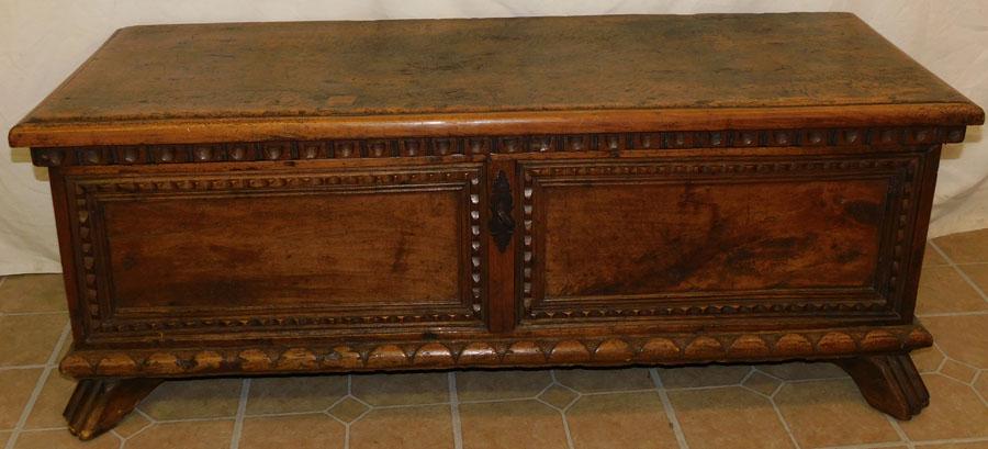 18th C Italian Walnut Diminutive Cassone: 18th C Italian Walnut Diminutive Cassone. 48 1/2" W 19" D 18 1/4" H