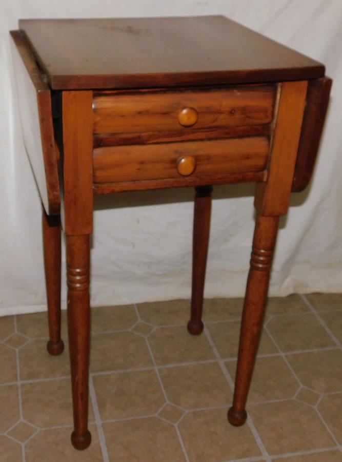 19th C Cherry 2 Drawer Drop Leaf Work Stand (1 of 3)