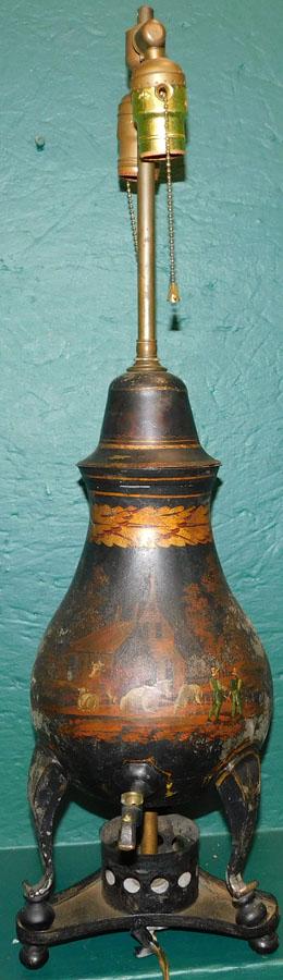 Antique Paint Decorated Hot Water Urn Lamp (1 of 4)