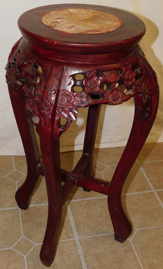 Oriental Plant Stand W/ Marble Top (1 of 2)