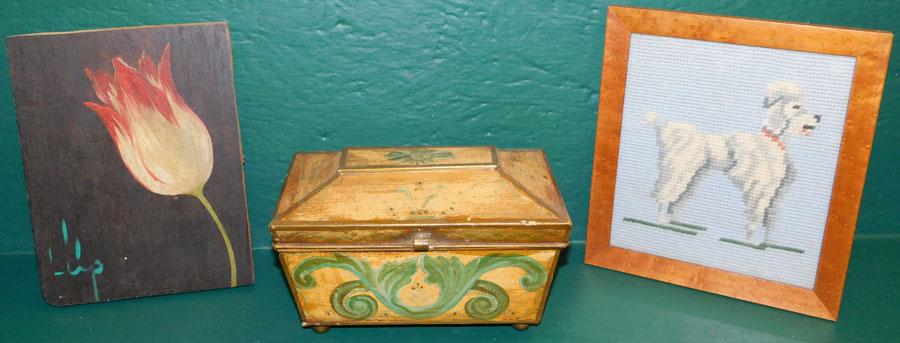 Pntd Tole Tea Box,OOB Still Life,Framed Needlework (1 of 7)