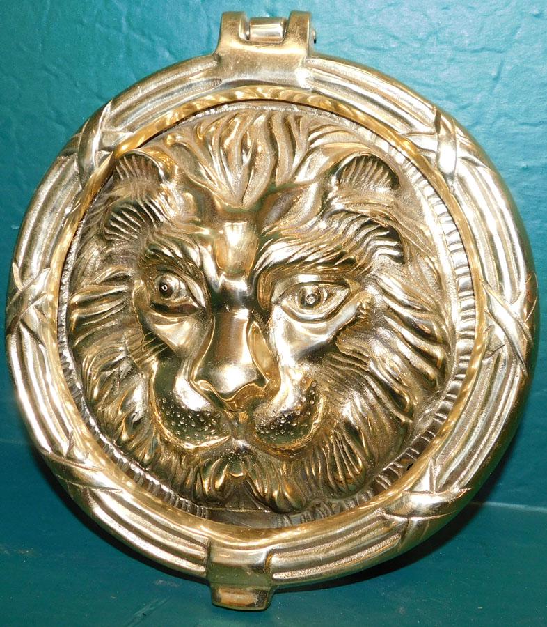 Cast Brass Lion Head Door Knocker (1 of 3)