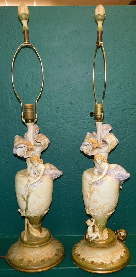 Pair Porcelain Lamps W/ Restorations (1 of 6)