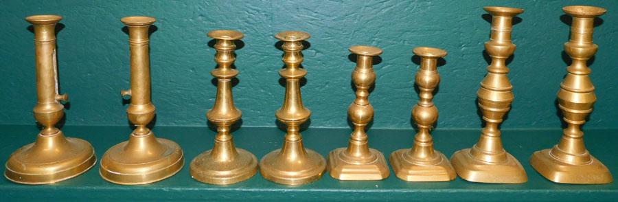 Collection 8 Antique Brass Candlesticks (1 of 3)