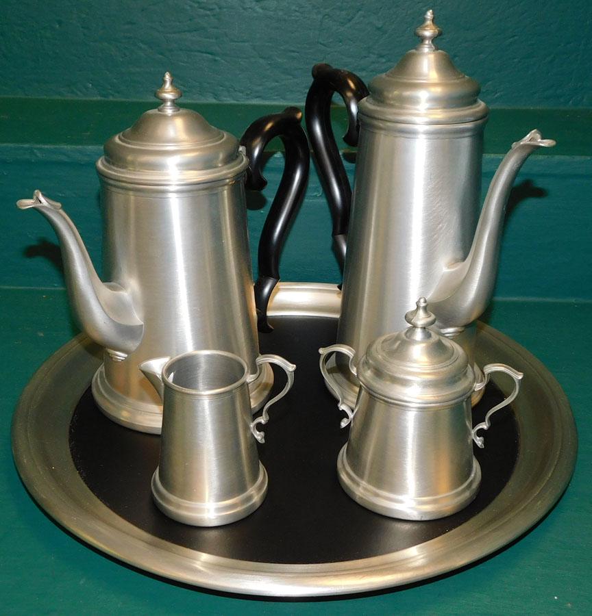 5 Pc International Pewter Tea Set & Pr Candlesticks (1 of 4)