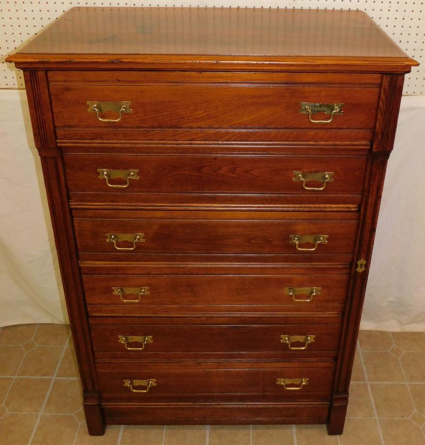 Victorian Chestnut 6 Drawer Lock Side Chest (1 of 5)