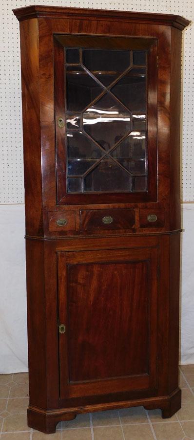 19th C Mahogany English Corner Cabinet (1 of 7)