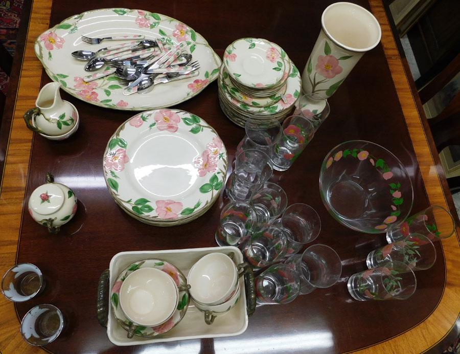 79 Pc Franciscan Desert Rose China, Glasses, Flatware (1 of 5)