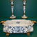 Bronze & Porcelain Jardiniere & Pr Candlesticks