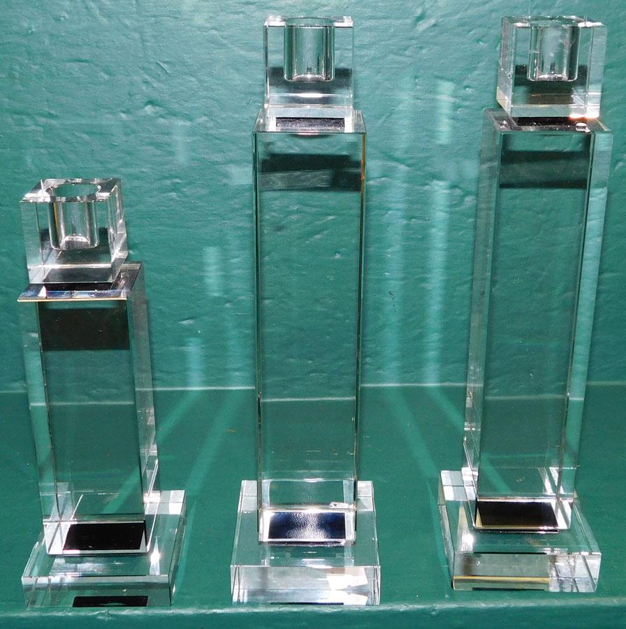 Three Mid-Century Modern Glass Candlesticks (1 of 2)