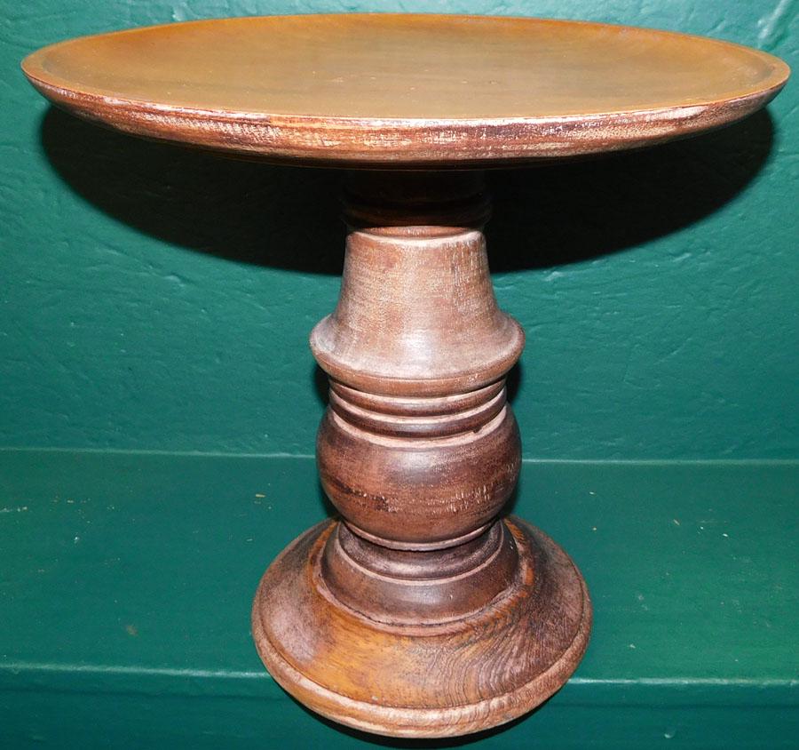 Dish Top Turned Wood Pedestal (1 of 2)