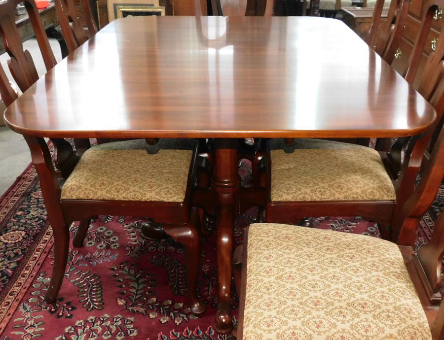 6 Cherry QA Chairs & 2-Pedestal Table By VA Galleries (1 of 6)