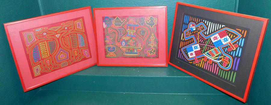 Three Framed Mola Textiles (1 of 5)