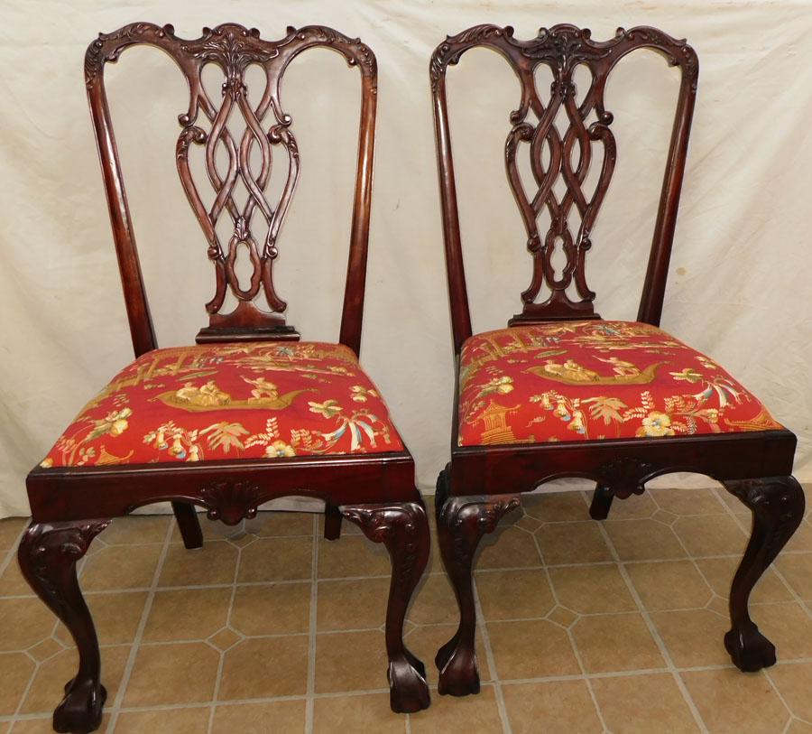 Pair Mahogany Chippendale Chairs (1 of 5)