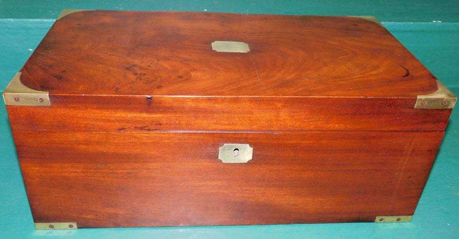 19th C Mahogany Campaign Lap Desk W/ Secret Drawer (1 of 8)