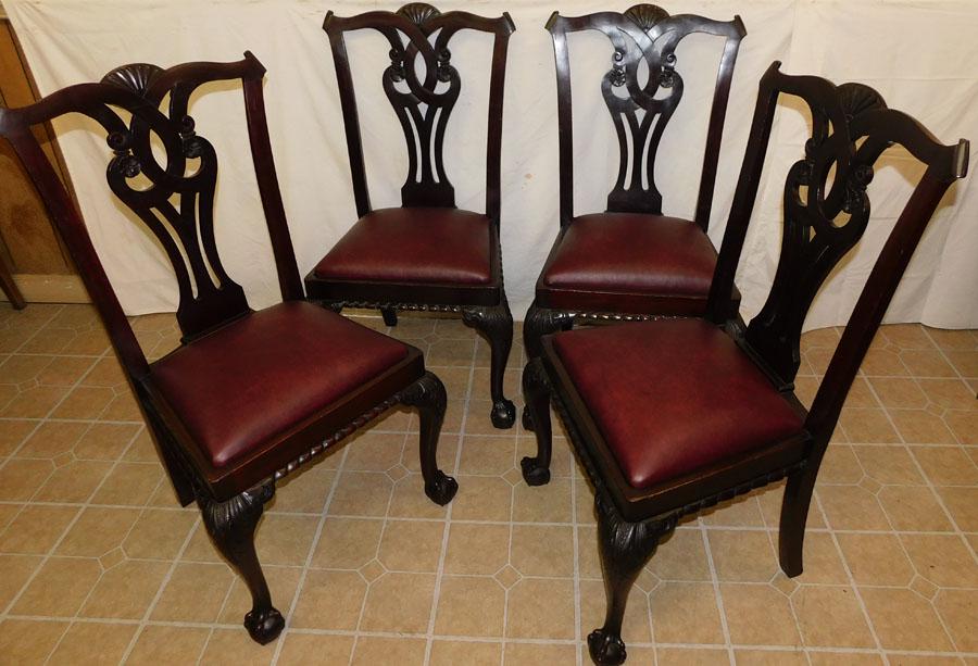 Set 4 Mahogany Chippendale Chairs W/ Ball Claw Feet (1 of 4)