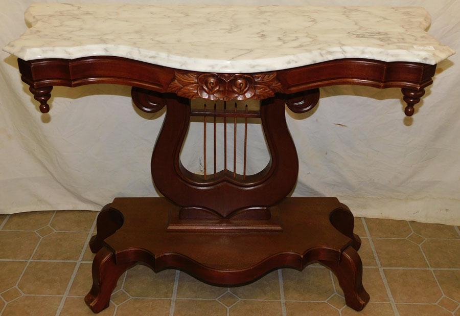 Cherry Marble Top Victorian Style Console (1 of 3)