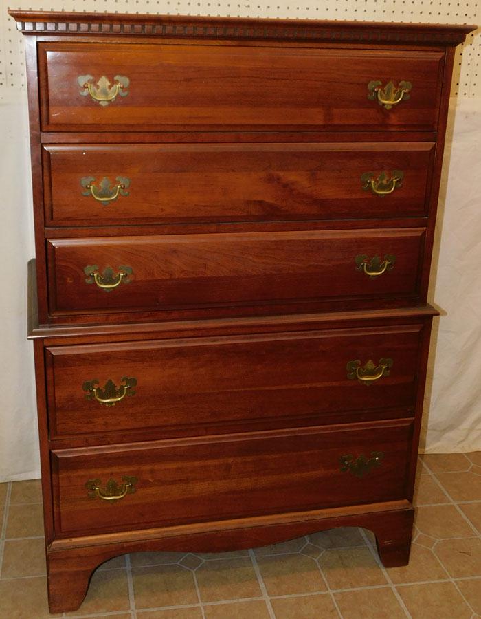 Cherry 5 Drawer Tall Chest By Davis Cabinet Co. (1 of 5)