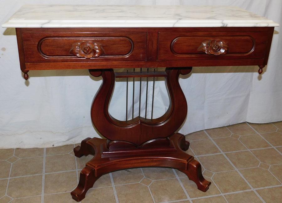 Cherry  Marble Top Victorian Style Console (1 of 2)