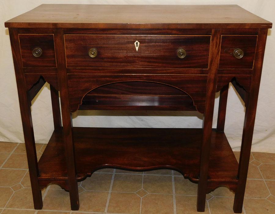 19th C Mahogany Inlaid Silver Server (1 of 9)