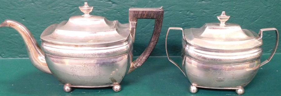 19th C Coin Silver Teapot & Sugar Bowl By John W. (1 of 5)