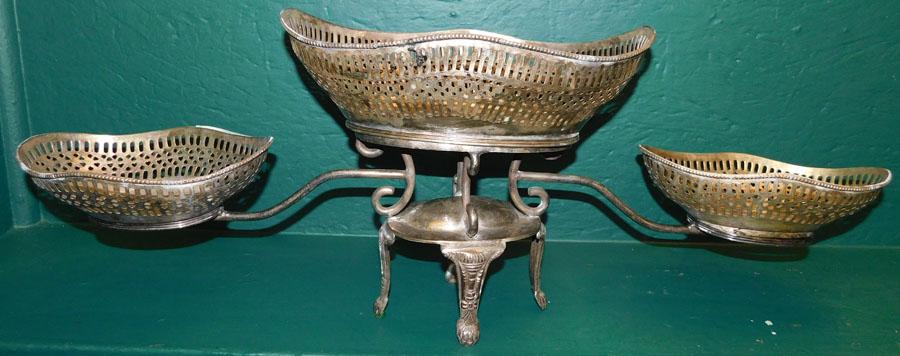 Silver- Plated Epergne: Silver- Plated Epergne. 30" W 10 1/2" H