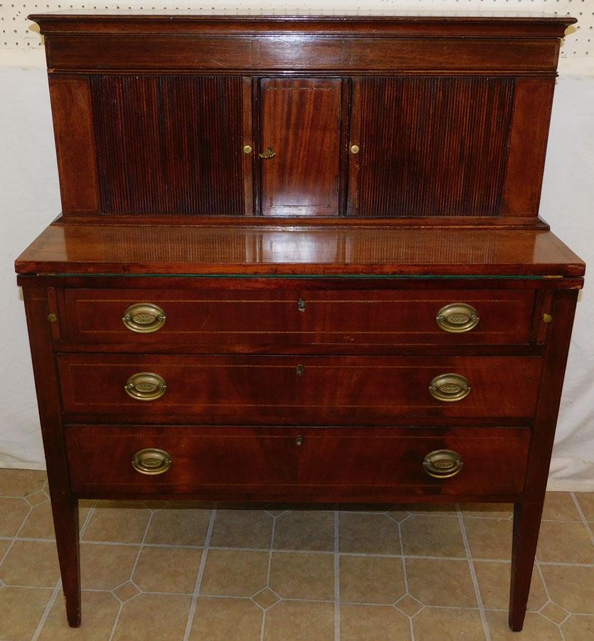 19th C Mahogany Desk W/ Tambour Doors (1 of 7)