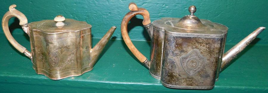 Two 19th C Silver-Plate Tea Pots (1 of 5)