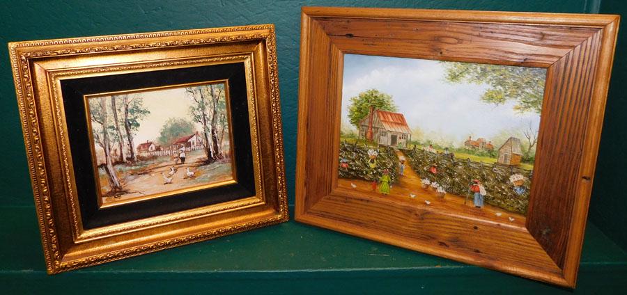 Two OOC Farm Scene & Cottage Scene Signed (1 of 8)