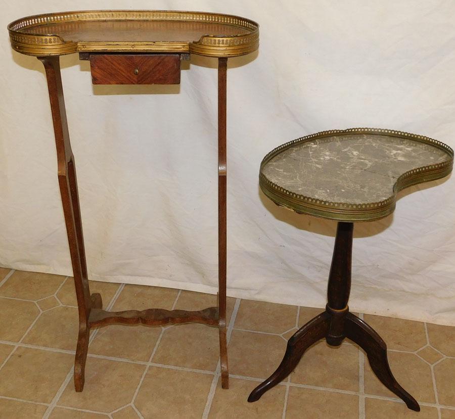 Kidney Shaped Rosewood Stand & Marble Top Stand (1 of 2)